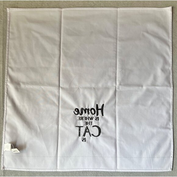 Ganz Home Is Where The Cat Is B&W Linen Blend Tea Towel Embroider 24" NWT Gift - Picture 5 of 6